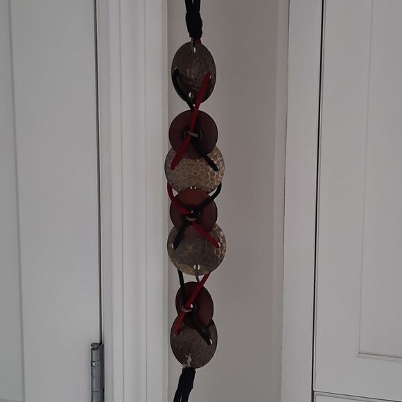 Hammered Brass and Wooden Belt - Picture 3 of 7